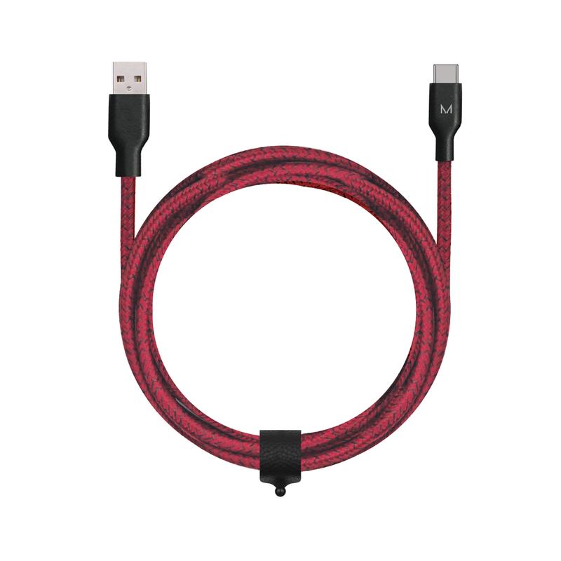 CORD+ 2m USB-A - USB-C Nylon Cable - Merlot Red