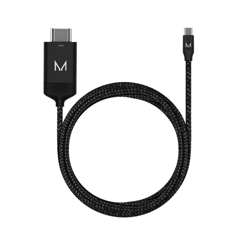CORD 1m USB-C to HDMI A Male Nylon Cable- Black