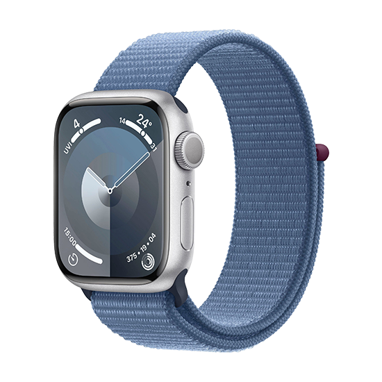 Watch Apple Watch Series 9 GPS 41mm Silver Aluminium Case with Sport Loop - Winter Blue EU