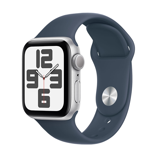 Watch Apple Watch SE GPS 40mm Silver Aluminium Case with Sport Band S/M - Storm Blue EU