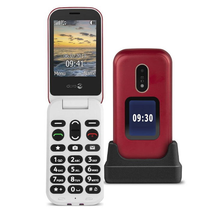 Doro 6060 Red/White Flip Phone