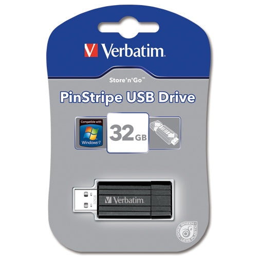 Verbatim USB DRIVE 2.0 PINSTRIPE 32GB BLACK