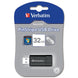 Verbatim USB DRIVE 2.0 PINSTRIPE 32GB BLACK