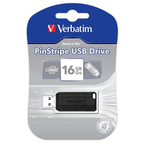 Verbatim USB DRIVE 2.0 PINSTRIPE 16GB BLACK