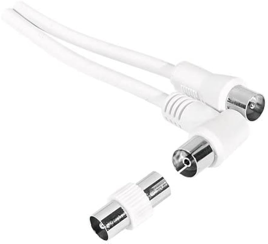 Antenna cable 9,5 mm male to 9,5 mm female, white  *C