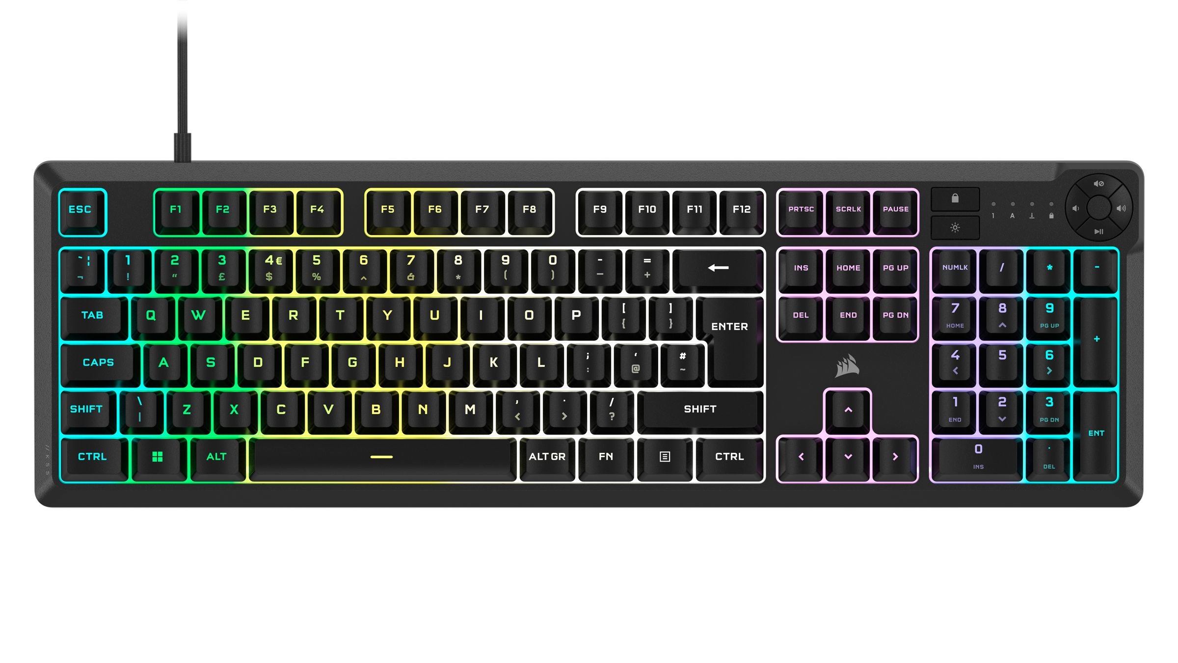 CORSAIR K55 CORE RGB Gaming Keyboard, Backlit RGB LED, Black *C