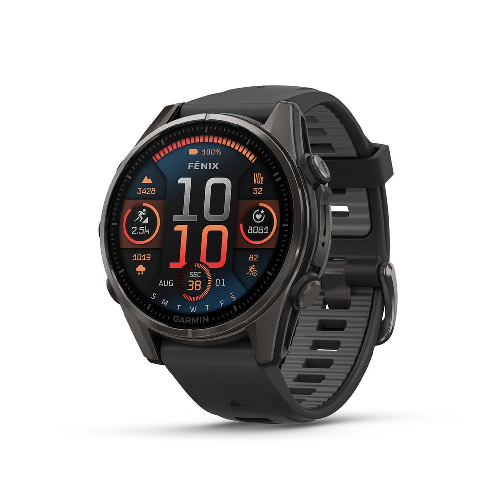 Fenix 8 43mm,AMOLED,Saph,CrbnGry Ti/Blk,Blk/PebblGryBnd,EMEA