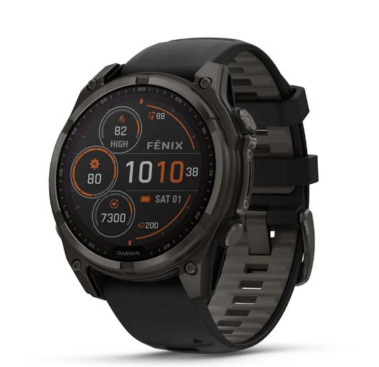 Fenix 8 47mm, Saph Solar, CrbnGry Ti/Blk, BlkSportLpBnd,EMEA