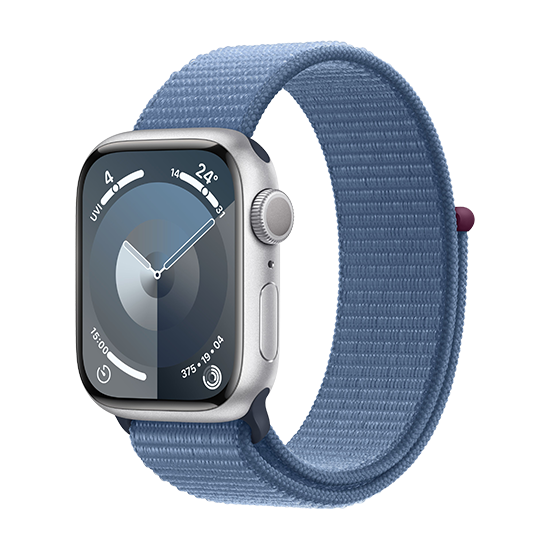 Watch Apple Watch Series 9 GPS 41mm Silver Aluminium Case with Sport Loop - Winter Blue