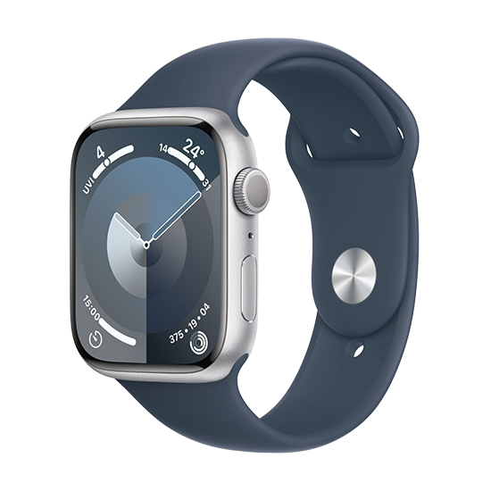 Watch Apple Watch Series 9 GPS 45mm Silver Aluminium Case with Sport Band S/M - Storm Blue