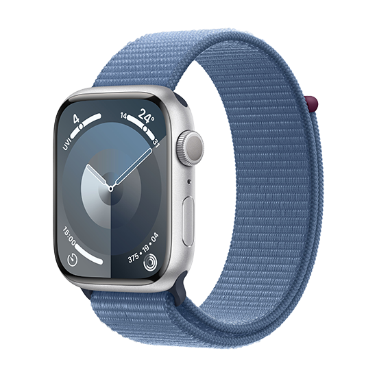 Watch Apple Watch Series 9 GPS 45mm Silver Aluminium Case with Sport Loop - Winter Blue