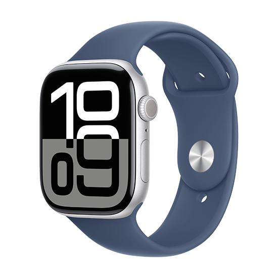 Watch Apple Watch Series 10 GPS 46mm Silver Aluminium Case with Sport Band S/M - Denim