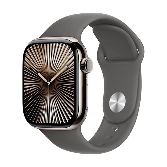 Watch Apple Watch Series 10 GPS + Cellular 42mm Natural Titanium Case with Sport Band S/M - Stone Grey