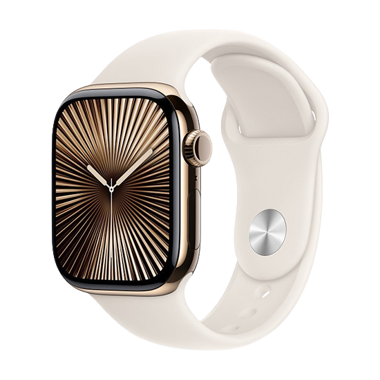 Watch Apple Watch Series 10 GPS + Cellular 46mm Gold Titanium Case with Sport Band M/L - Starlight