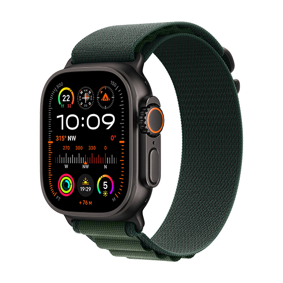 Watch Apple Watch Ultra 2 Black LTE 49mm Titanium Case with Alpine Loop S - Dark Green