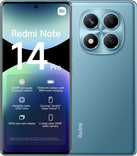 Xiaomi Redmi Note 14 Pro 4G Dual Sim 8GB RAM 256GB - Ocean Blue