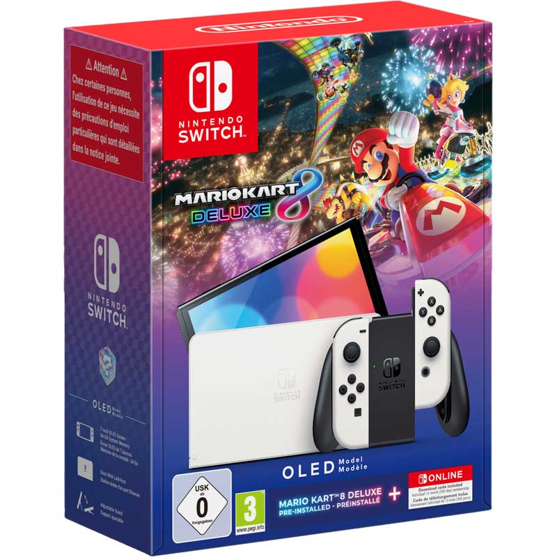 Console  Nintendo Switch Oled white + Mario Kart 8 + 12 Months NSO