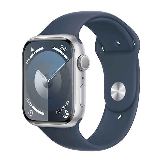 Watch Apple Watch Series 9 GPS 45mm Silver Aluminium Case with Sport Band M/L - Storm Blue EU