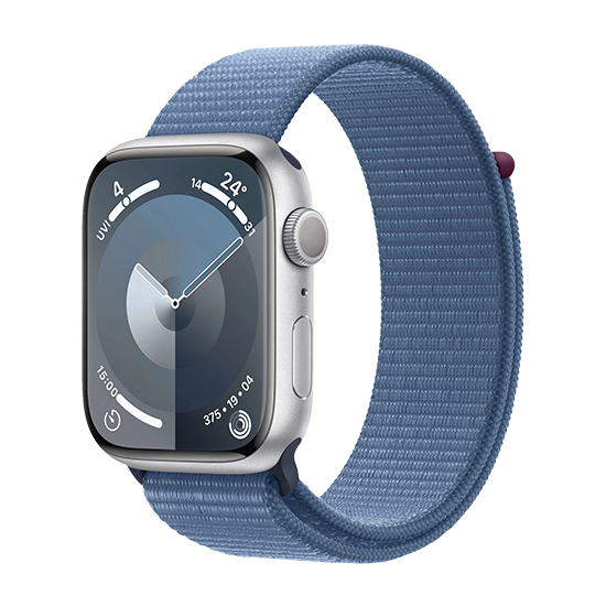 Watch Apple Watch Series 9 GPS 45mm Silver Aluminium Case with Sport Loop - Winter Blue EU