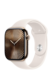 Apple Watch Series 10 GPS + Cellular Gold Titanium, Starlight Sport Band S/M, MWYX3QF/A, 46mm