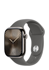 Apple Watch Series 10 GPS + Cellular Natural Titanium, Stone Grey Sport Band M/L, MWXE3QF/A, 42mm
