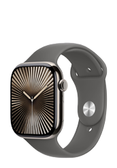 Apple Watch Series 10 GPS + Cellular Natural Titanium, Stone Grey Sport Band S/M, MWY93QF/A, 46mm