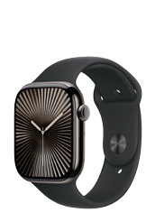 Apple Watch Series 10 GPS + Cellular Slate Titanium, Black Sport Band S/M, MWYD3QF/A, 46mm