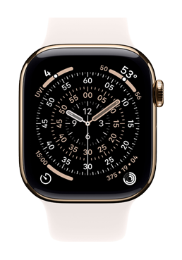 Apple Watch Series 11 GPS + Cellular Gold Titanium, Light Blush Sport Band S/M, MFD54ZR/A, 46 mm