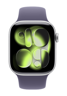 Apple Watch Series 11 GPS Silver Aluminium, Purple Fog Sport Band M/L, MEVA4ZR/A, 46 mm