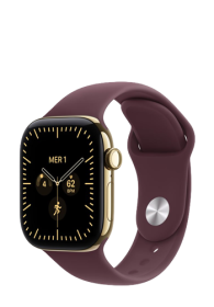 Apple Watch Series 12 GPS + Cellular Radiant Gold Titanium, Burgundy Sport Band, M/L, 42mm