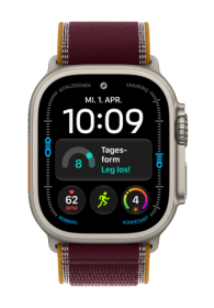 Apple Watch Ultra 4 GPS + Cellular Black Titanium, Burgundy Trail Loop, S/M, 49mm