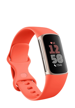FitBit Charge 6 Coral / Aluminium Champagne Gold, Fitness Tracker mit Armband, GA05184-EU