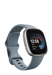 FitBit Versa 4 Fitnesstracker with Armband Waterfall Blue / Platinum Aluminum, FB523SRAG