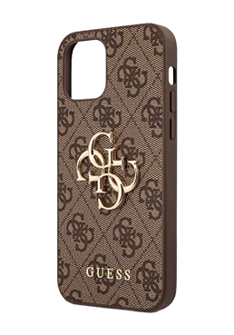 GUESS Hard Cover 4G Big Metal Logo Brown, fr Apple iPhone 12 / 12 Pro, GUHCP12M4GMGBR
