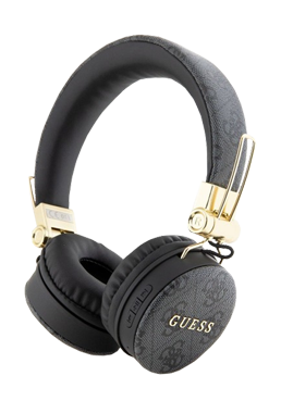 GUESS Wireless Bluetooth Headset 4G Metal Logo PU Leather Black, GUBH704GEMK