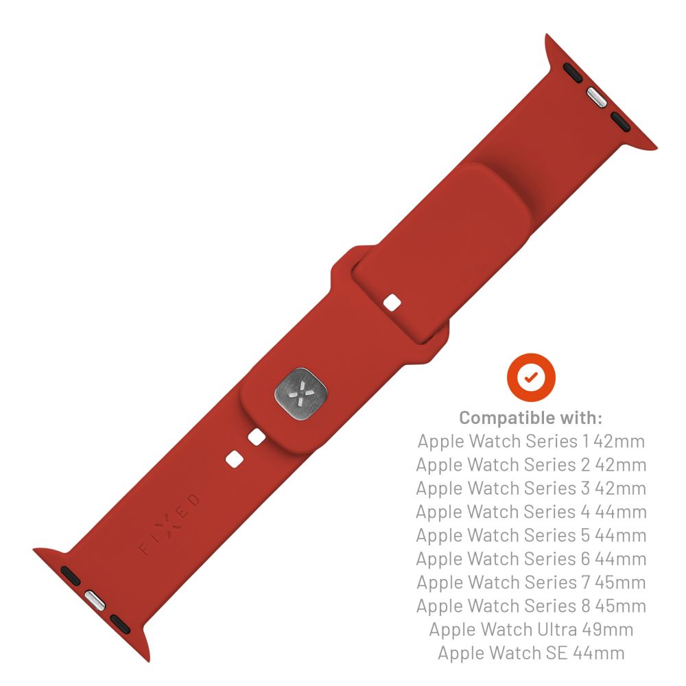 FIXED Silicone Sporty Strap Set for Apple Watch 42/44/45mm, Red