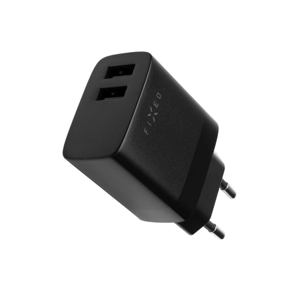 FIXED Dual USB Travel Charger 17W + USB/micro USB Cable, black