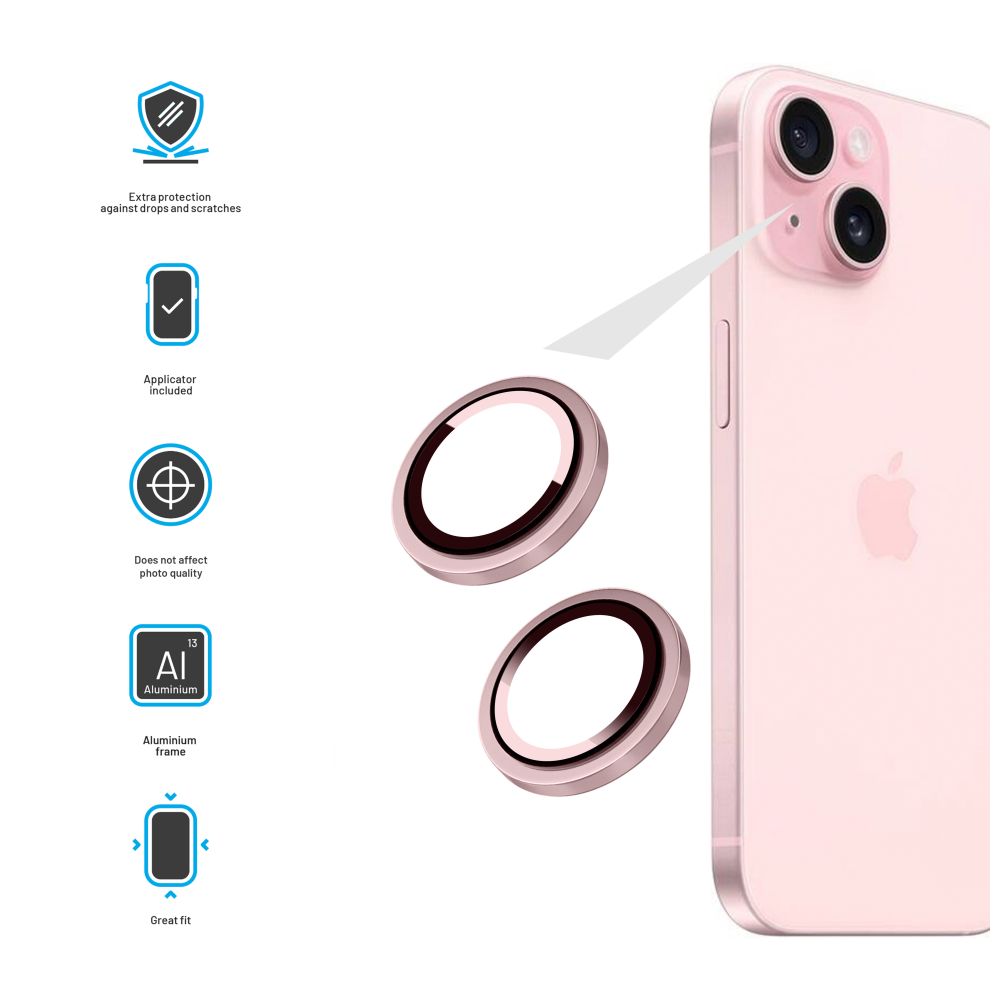 FIXED Camera Glass for Apple iPhone 15/15 Plus, pink