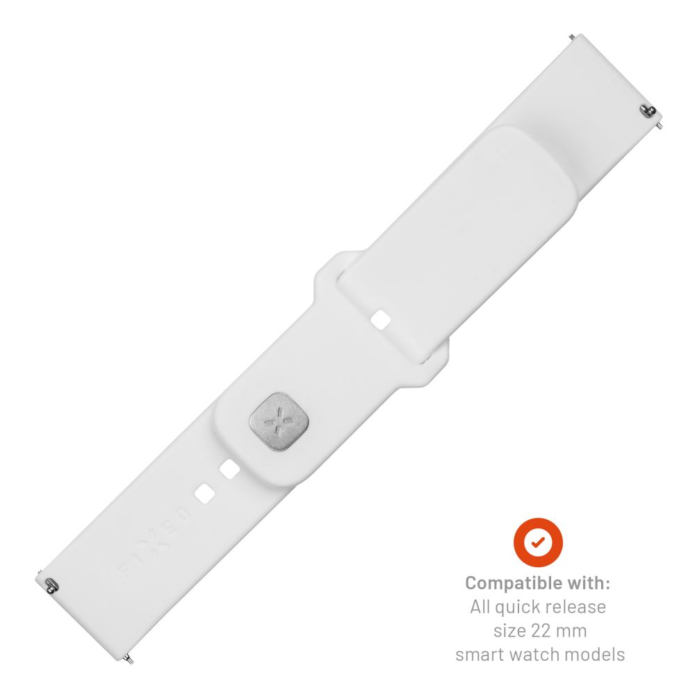 FIXED Silicone Sporty Strap Set with Quick Release 22mm for smartwatch, white