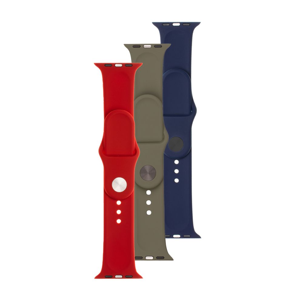 3x set of silicone straps FIXED Silicone Strap for Apple Watch 42/44/45/49mm in different colors, variation 3