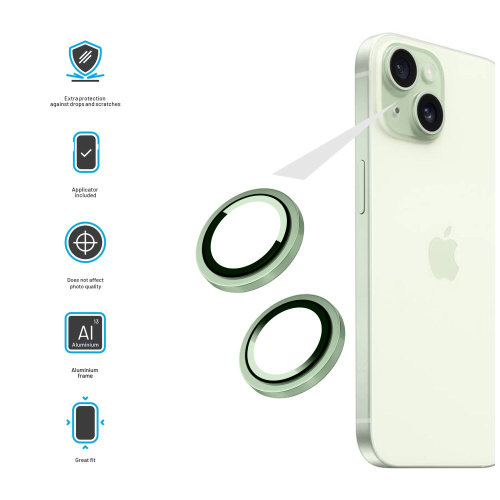 FIXED Camera Glass for Apple iPhone 15/15 Plus, light green