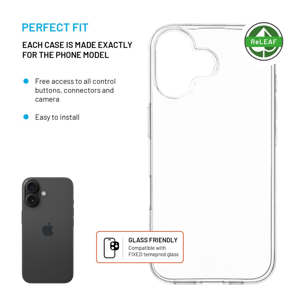 FIXED ReStory AntiUV TPU Back Cover for Apple iPhone 16, clear