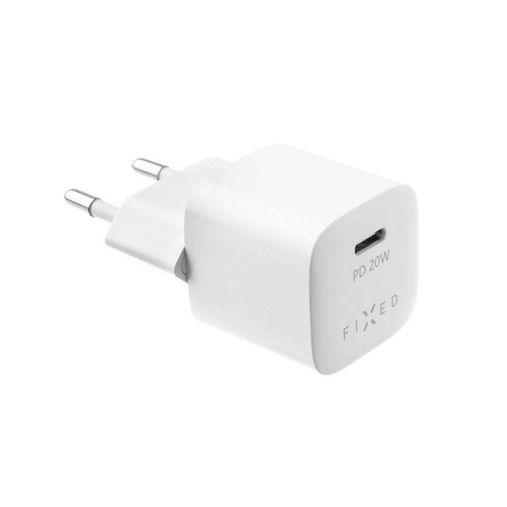 FIXED Mini Travel Charger 20W+ USB-C/USB-C Cable, white