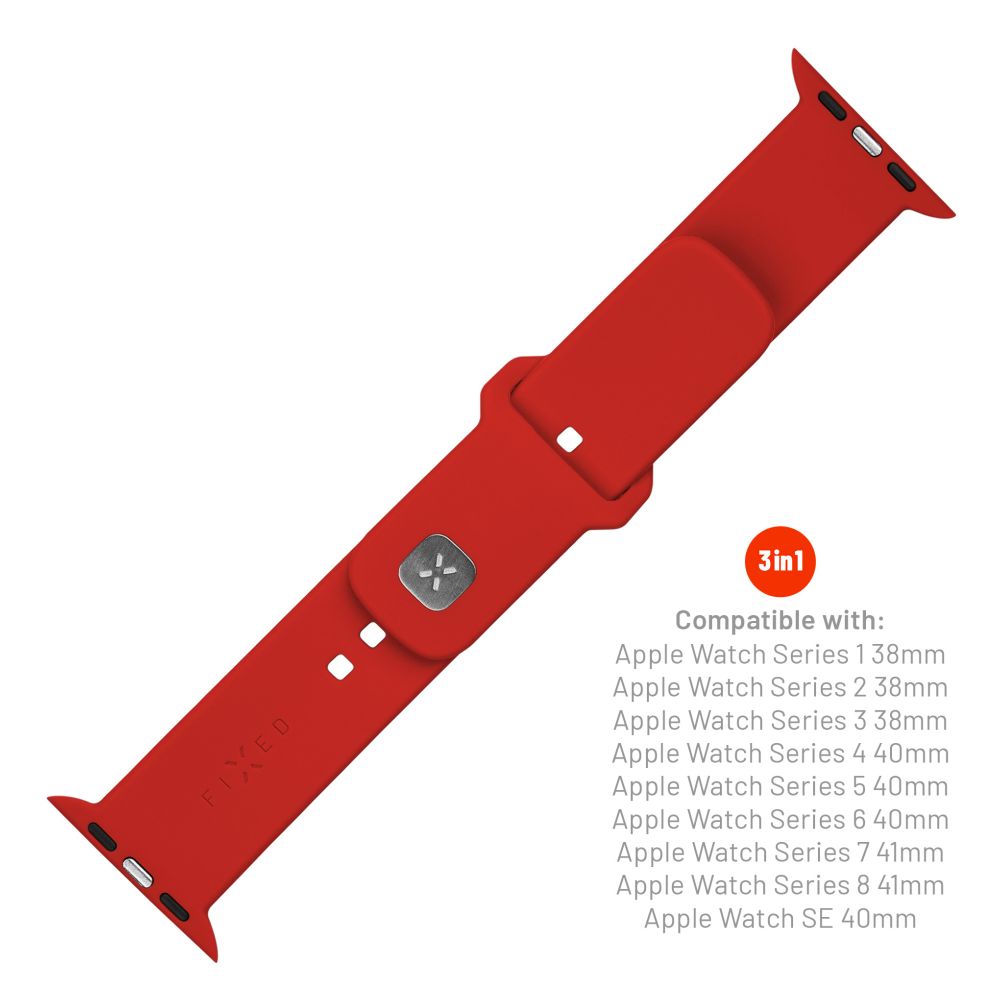 FIXED Silicone Sporty Strap Set for Apple Watch 38/40/41mm, Red