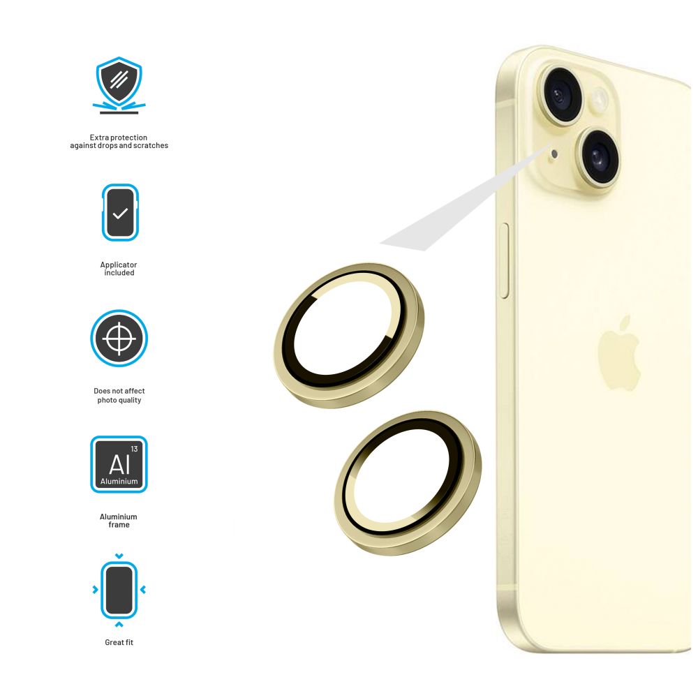 FIXED Camera Glass for Apple iPhone 15/15 Plus, yellow