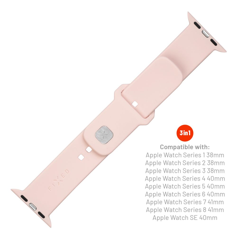 FIXED Silicone Sporty Strap Set for Apple Watch 38/40/41mm, pink