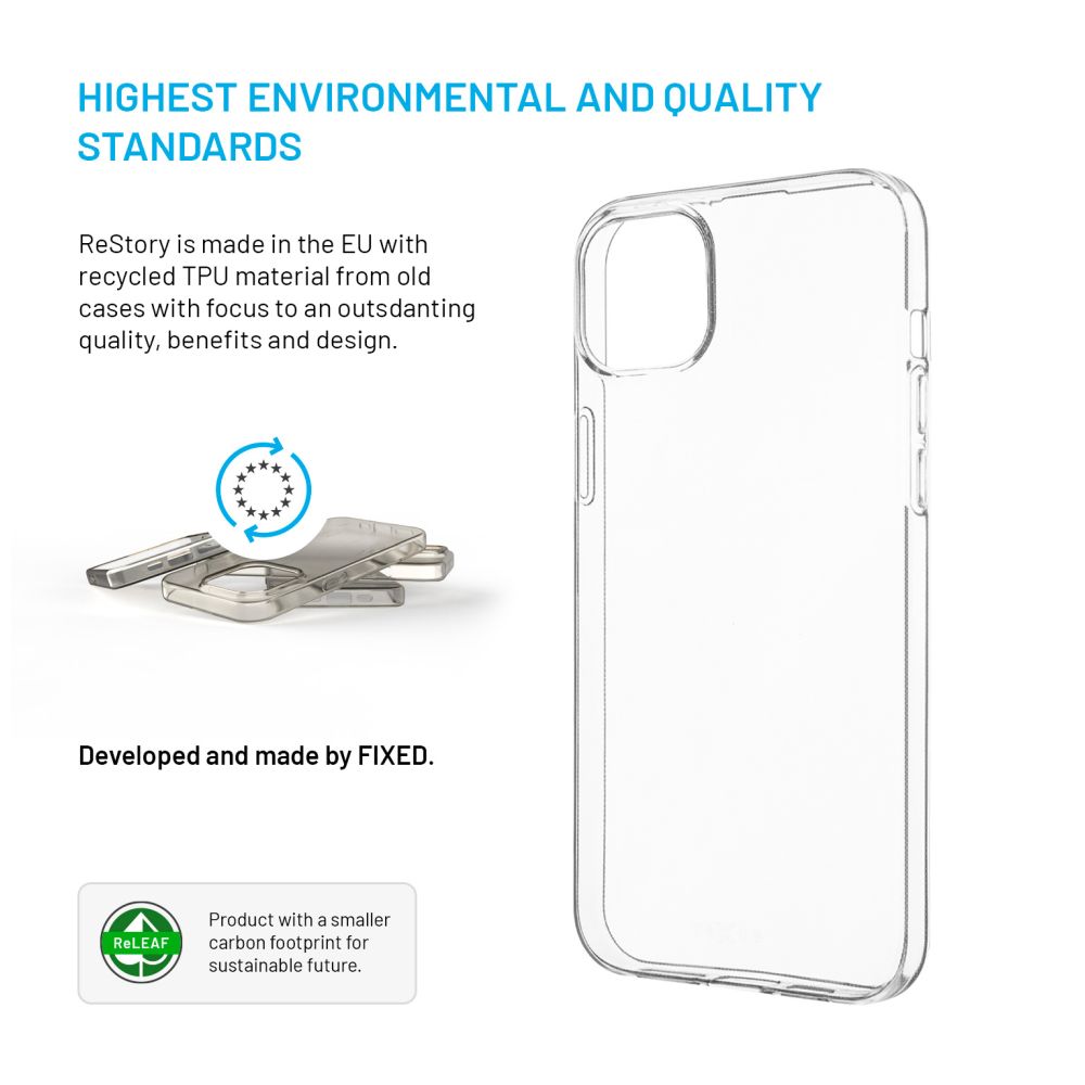 FIXED ReStory AntiUV TPU Back Cover for Apple iPhone 15 Plus, clear