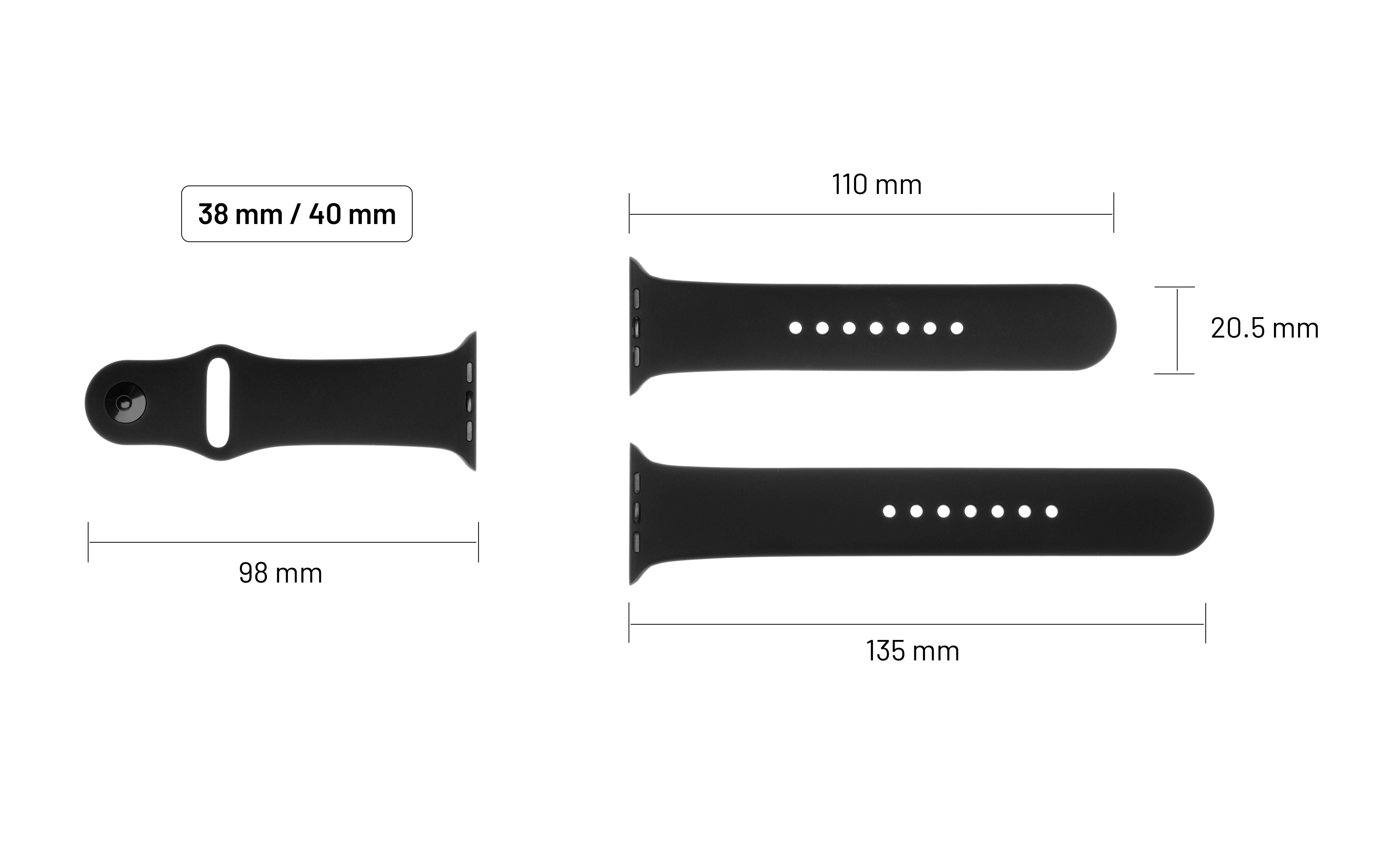 FIXED Silicone Strap Set for Apple Watch 38/40/41 mm, green