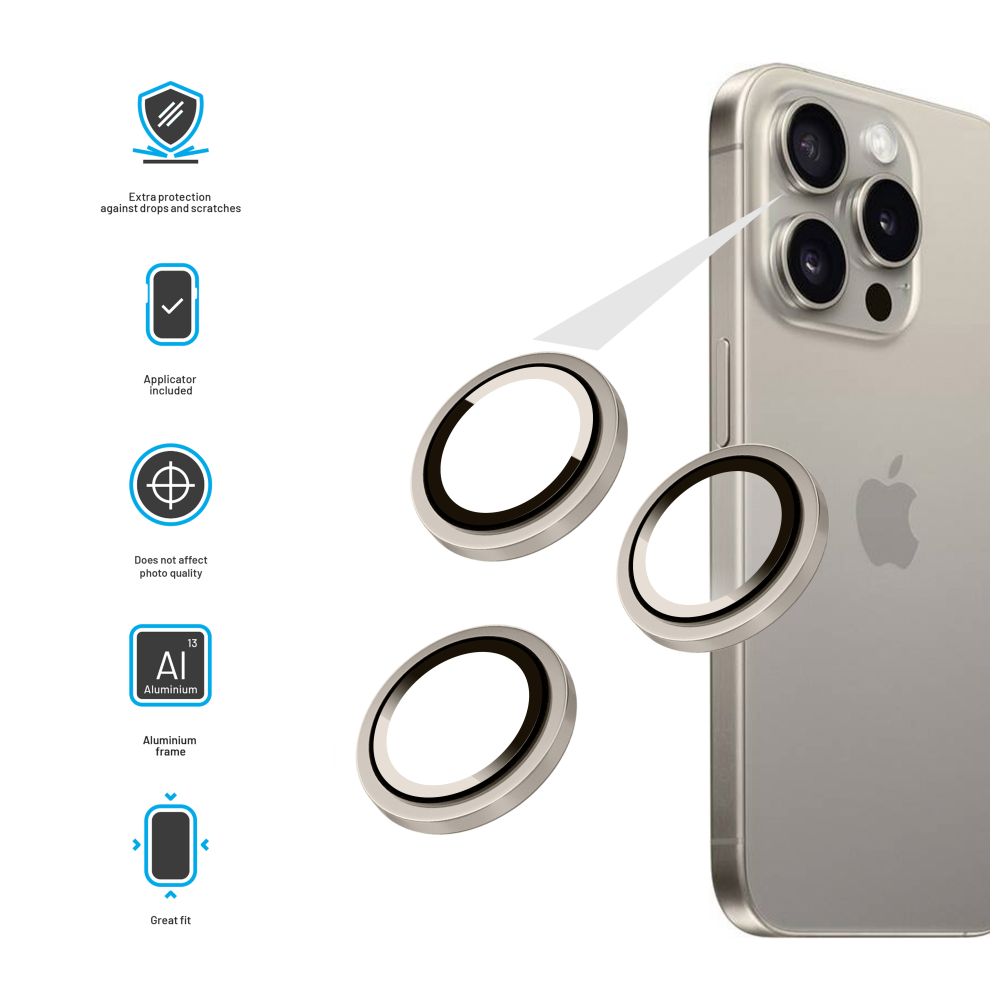 FIXED Camera Glass for Apple iPhone 15 Pro/15 Pro Max, natural titanium