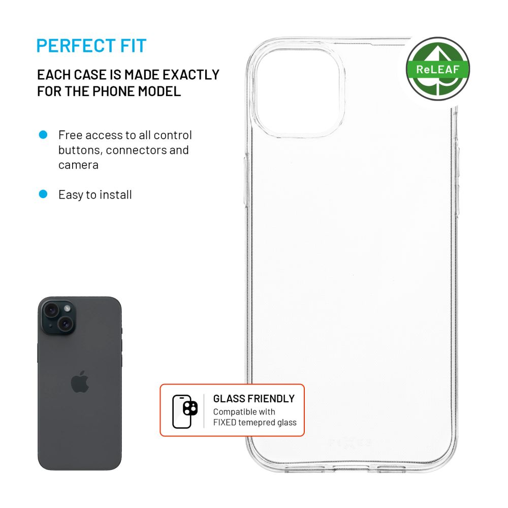 FIXED ReStory AntiUV TPU Back Cover for Apple iPhone 15 Plus, clear